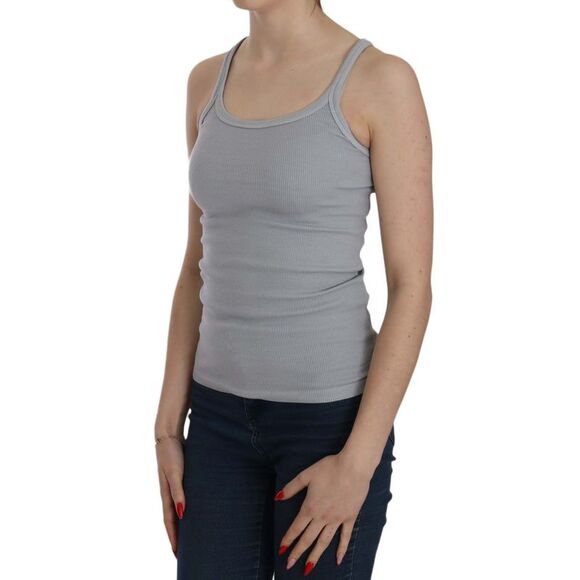 PINK MEMORIES Ribbed Tank Top Sleeveless Scoop Neck Women Gray Tops & T-Shirts - Picture 3 of 5